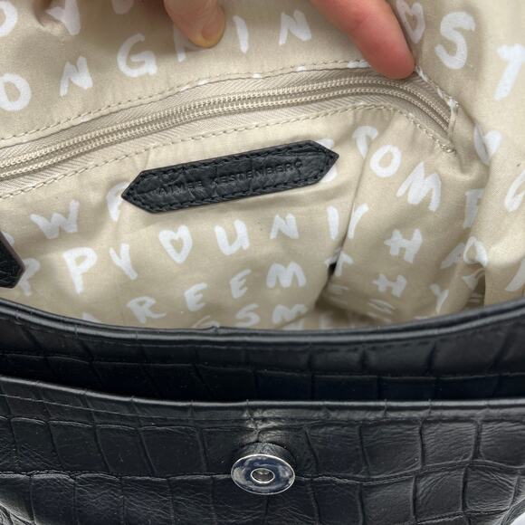 Aimee Kestenberg Leather Shoulder Bag Fifth Avenue Black Croco - Picture 11 of 14